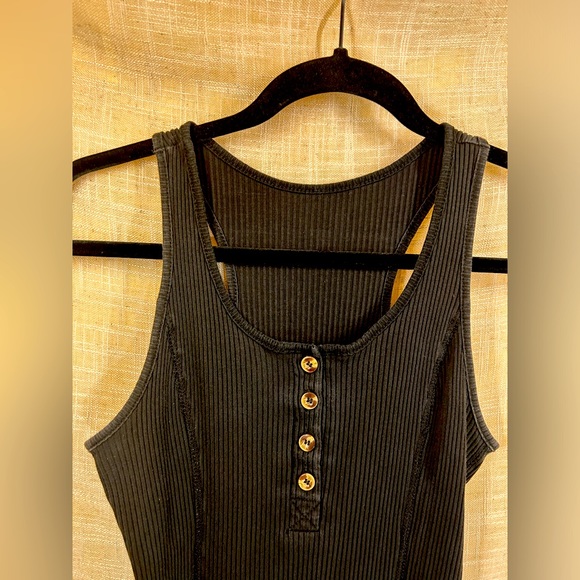3/$15 Black Button Ribbed Tank Top. Great basic and very stretchy. - Picture 6 of 7